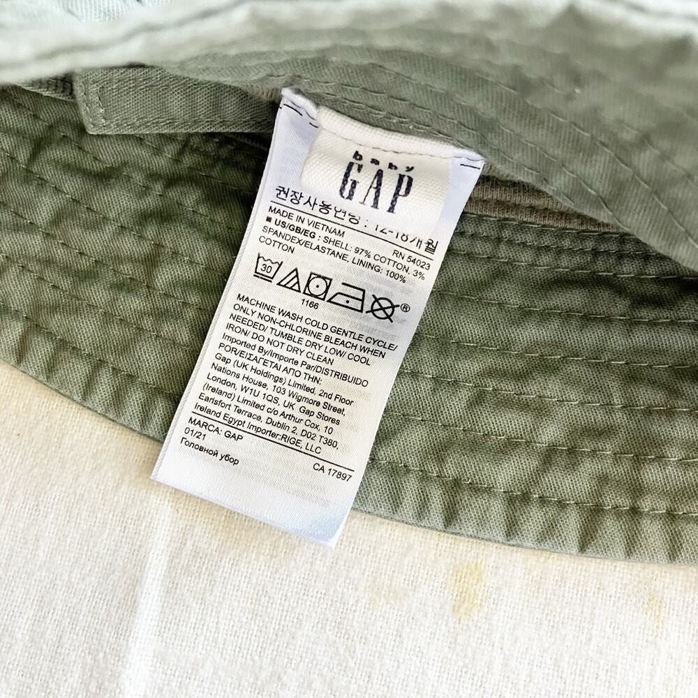 baby Gap Bucket Hat Strap Khaki Green 12-18 Mos Gender Neutral Boys Sunhat - Picture 5 of 6